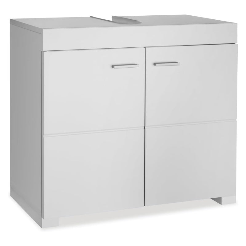 Under Sink Bathroom Storage Cabinet with Slotted Cutout, Wooden Pedestal Basin Vanity Unit